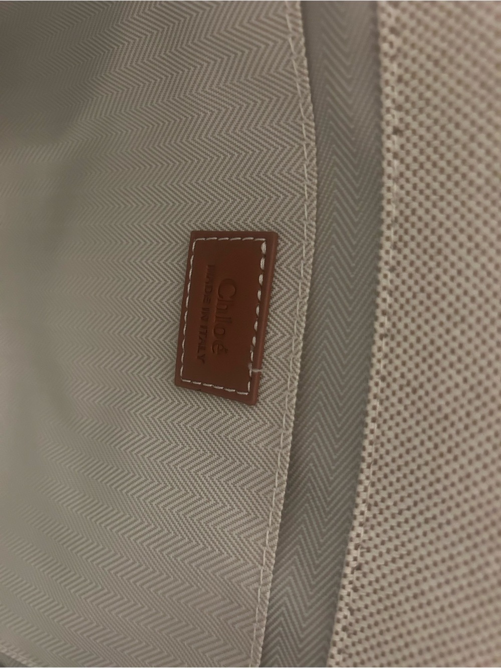 Chloé Beige Canvas Tote with Brown Leather Trim and Logo Straps - Picture 3 of 3